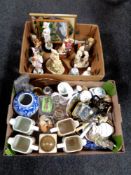 Two boxes containing miscellaneous china to include Ringtons, Maling jugs,