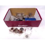 A box containing pre decimal British coinage, Britain's first decimal coin set,