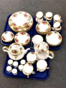 A 58 piece Royal Albert Old Country Roses pattern tea service which includes teapot,