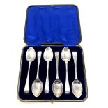 A cased set of six silver teaspoons, W S Savage & Co,