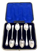 A cased set of six silver teaspoons, W S Savage & Co,