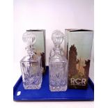 Three boxed Royal Crystal Rock whisky decanters
