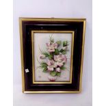 A Capodimonte floral plaque in frame