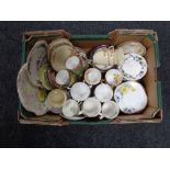 A box containing miscellaneous English tea china to include Royal Albert