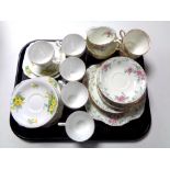 A tray of two part bone china tea services