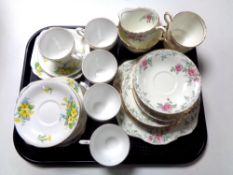 A tray of two part bone china tea services