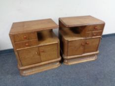A pair of Art Deco double door bedside cabinets fitted drawers
