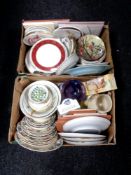 Two boxes of wall, tea and dinner plates,