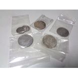 Six foreign silver coins to include France,
