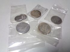 Six foreign silver coins to include France,