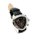 A Gentleman's wrist watch by Jaragar on black stitched leather strap