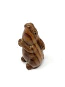 A carved Chinese hardwood netsuke - Rabbit