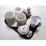 A tray of Royal Doulton & Aynsley cake plates, vases,