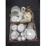 Two boxes containing Pagoda porcelain tea and dinner service,