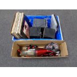 A box containing Philips Micro Hi-Fi system, cased screwdriver set,