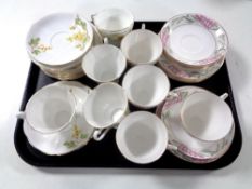 A tray of two part bone china tea services - Delphine and Bell