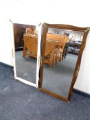 Two framed mirrors with brass mounts