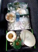 Three boxes of antique and later glass ware