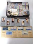 A box of Virginia Tobacco and Player's cigarette cards in boxes and albums - Naval war craft,