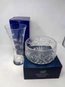 A boxed Gleneagles crystal vase together with a boxed Bohemia crystal bowl