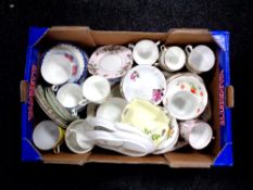 A box of assorted English tea china