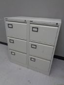 Two Triumph three drawer metal filing chests