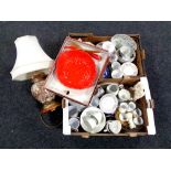 Two boxes containing miscellaneous tea china,