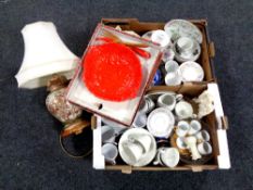 Two boxes containing miscellaneous tea china,