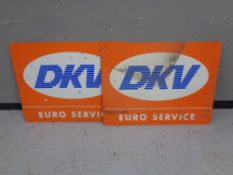 A pair of 20th century DKV Euro Service enamel signs