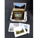 A box containing framed and unframed oil paintings by John Hall to include seascapes and landscapes