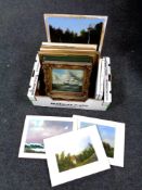 A box containing framed and unframed oil paintings by John Hall to include seascapes and landscapes