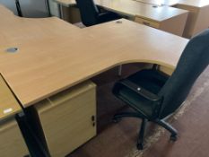 A beech effect desk, width 160 cm,