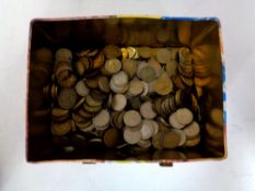 A tin containing pre decimal English coinage to include sixpences,