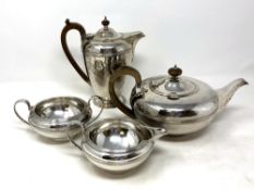 A four piece silver tea service, Thomas Ducrow and Sons,