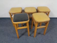 Five mid 20th century kitchen stools