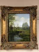 John Hall : a stream by a glade, oil on canvas, 19 cm x 24 cm,