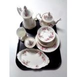 A tray of eighteen pieces of Royal Albert Lavender Rose tea china