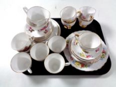 A tray of two part bone china tea services - Regent and Windsor