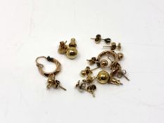 Seven pairs of 9ct gold/ yellow metal earrings CONDITION REPORT: 10.