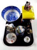 A tray containing boxed Ringtons limited edition tea merchant teapot, No.