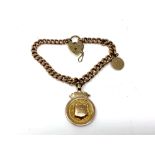 A 9ct gold padlock bracelet with fob marked Order of Druids Newcastle Equalised District