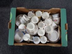 A box containing miscellaneous English tea china to include Royal Vale,