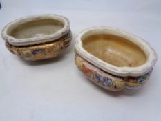 A pair of Japanese Satsuma planters,