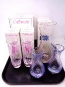 Five boxed Caithness glass vases