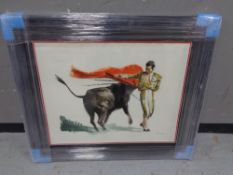 Roger Hebbelinck (Belgian, 1912 - 1988) Matador with Bull, signed limited edition print, No.