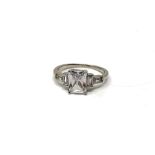 A Sterling silver Art Deco style ring, size N.