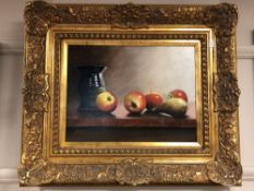 20th century school : still life with fruit, oil on canvas,