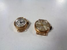 Two lady's 9ct gold watch faces signed Magex 17 Jewels and Tails 17 Jewels