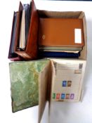 A box of stamp albums, antique and later world stamps,