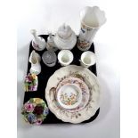 A tray of cabinet china to include Aynsley and Wedgwood china flower posies,